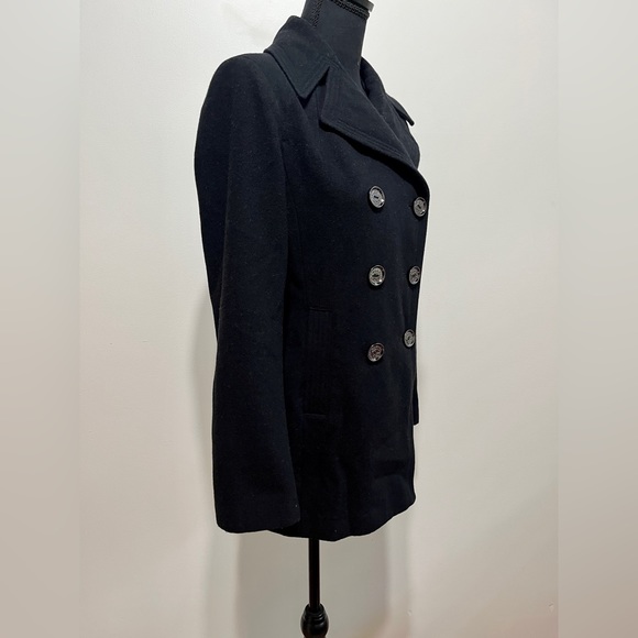 Kenneth Cole Reaction Womens Double Breasted Wool Blend Pea Coat in Black Sz XS - Picture 5 of 12